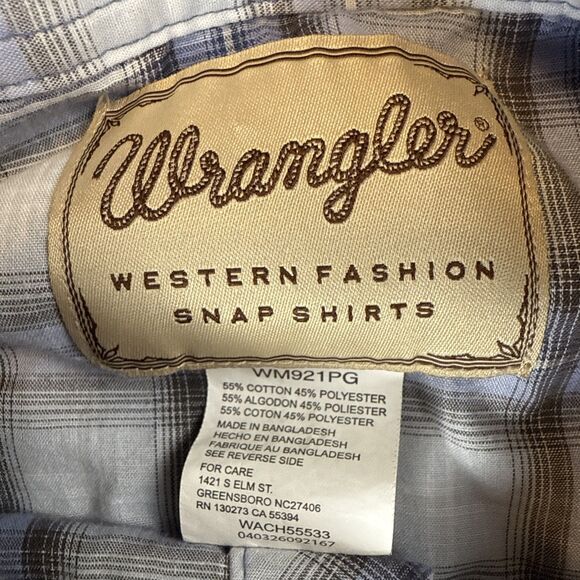 Wrangler Men's Large Pearl Snap Bush Popper Yellowstone Sawtooth Long Sleeve - Picture 3 of 6